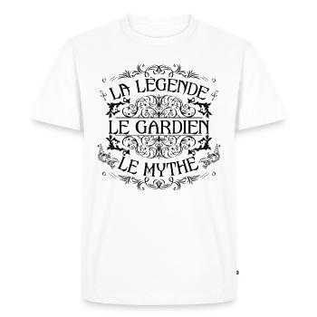Gardien | la légende Gardien le mythe - T-shirt Premium bio Homme - blanc - Devant - Nico (187cm)