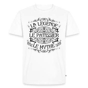 Patissier | la légende Patissier le mythe - T-shirt Premium bio Homme - blanc - Devant - Nico (187cm)