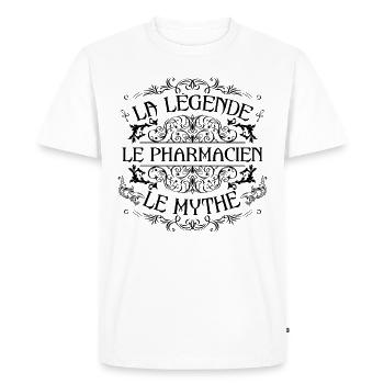 Pharmacien | la légende Pharmacien le mythe - T-shirt Premium bio Homme - blanc - Devant - Nico (187cm)