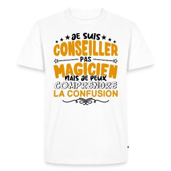 Conseiller pas Magicien | le Meilleur Conseiller - T-shirt Premium bio Homme - blanc - Devant - Nico (187cm)