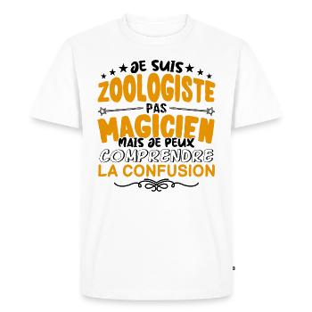 Zoologiste pas Magicien | le Meilleur Zoologiste - T-shirt Premium bio Homme - blanc - Devant - Nico (187cm)
