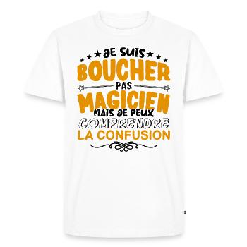 Boucher pas Magicien | le Meilleur Boucher cadeau - T-shirt Premium bio Homme - blanc - Devant - Nico (187cm)