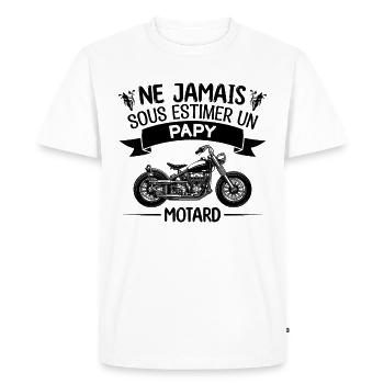 papy motard | cadeau papy motard moto - T-shirt Premium bio Homme - blanc - Devant - Nico (187cm)