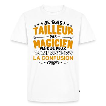 Tailleur pas Magicien | le Meilleur Tailleur cade - T-shirt Premium bio Homme - blanc - Devant - Nico (187cm)