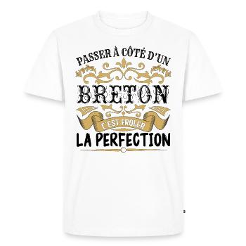 Breton | le Meilleur cadeau Breton - T-shirt Premium bio Homme - blanc - Devant - Nico (187cm)