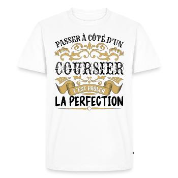 Coursier | le Meilleur cadeau Coursier - T-shirt Premium bio Homme - blanc - Devant - Nico (187cm)