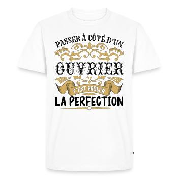 Ouvrier | le Meilleur cadeau Ouvrier - T-shirt Premium bio Homme - blanc - Devant - Nico (187cm)