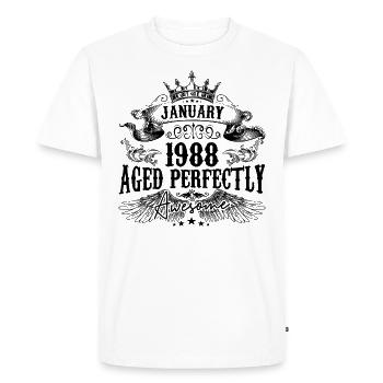 1988 | January Aged Perfectly 1988 birthday gift - T-shirt Premium bio Homme - blanc - Devant - Nico (187cm)