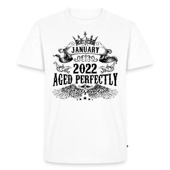 2022 | January Aged Perfectly 2022 birthday gift - Men's Premium Organic T-Shirt - white - Front - Nico (187cm)