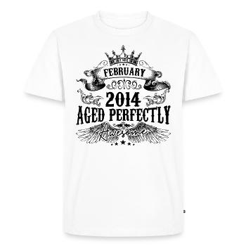 2014 | February Aged Perfectly 2014 birthday gift - Men's Premium Organic T-Shirt - white - Front - Nico (187cm)