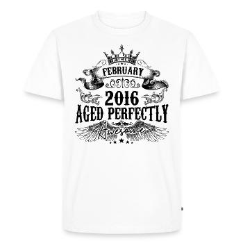 2016 | February Aged Perfectly 2016 birthday gift - Men's Premium Organic T-Shirt - white - Front - Nico (187cm)