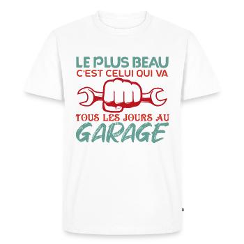 Mécanicien | lAutomobile Cadeau Auto Garage - T-shirt Premium bio Homme - blanc - Devant - Nico (187cm)