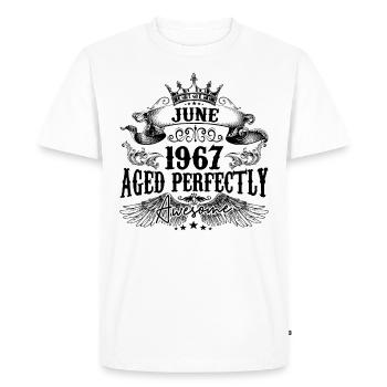 1967 | June Aged Perfectly 1967 birthday gift - T-shirt Premium bio Homme - blanc - Devant - Nico (187cm)
