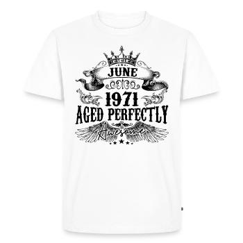 1971 | June Aged Perfectly 1971 birthday gift - T-shirt Premium bio Homme - blanc - Devant - Nico (187cm)