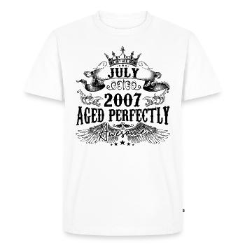 2007 | July Aged Perfectly 2007 birthday gift - Men's Premium Organic T-Shirt - white - Front - Nico (187cm)