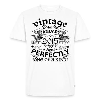 Janvier 2015 | Vintage 2015 | né en Janvier - T-shirt Premium bio Homme - blanc - Devant - Nico (187cm)