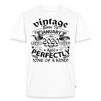 Janvier 2020 | Vintage 2020 | né en Janvier - T-shirt Premium bio Homme - blanc - Devant - Nico (187cm)