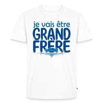grand frère Bientôt grand-frère futur grand frère - T-shirt Premium bio Homme - blanc - Devant - Nico (187cm)