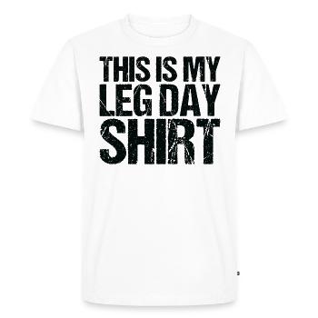 Funny Leg Day Apparel For Gym Lover - Men's Premium Organic T-Shirt - white - Front - Nico (187cm)