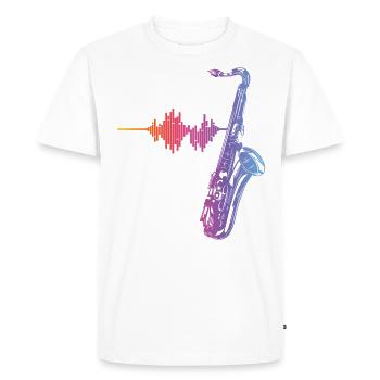 Saxophone Heartbeat / Fréquence pour Saxophone Playe - T-shirt Premium bio Homme - blanc - Devant - Nico (187cm)