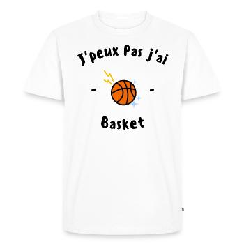 J peux pas j ai basket - T-shirt Premium bio Homme - blanc - Devant - Nico (187cm)