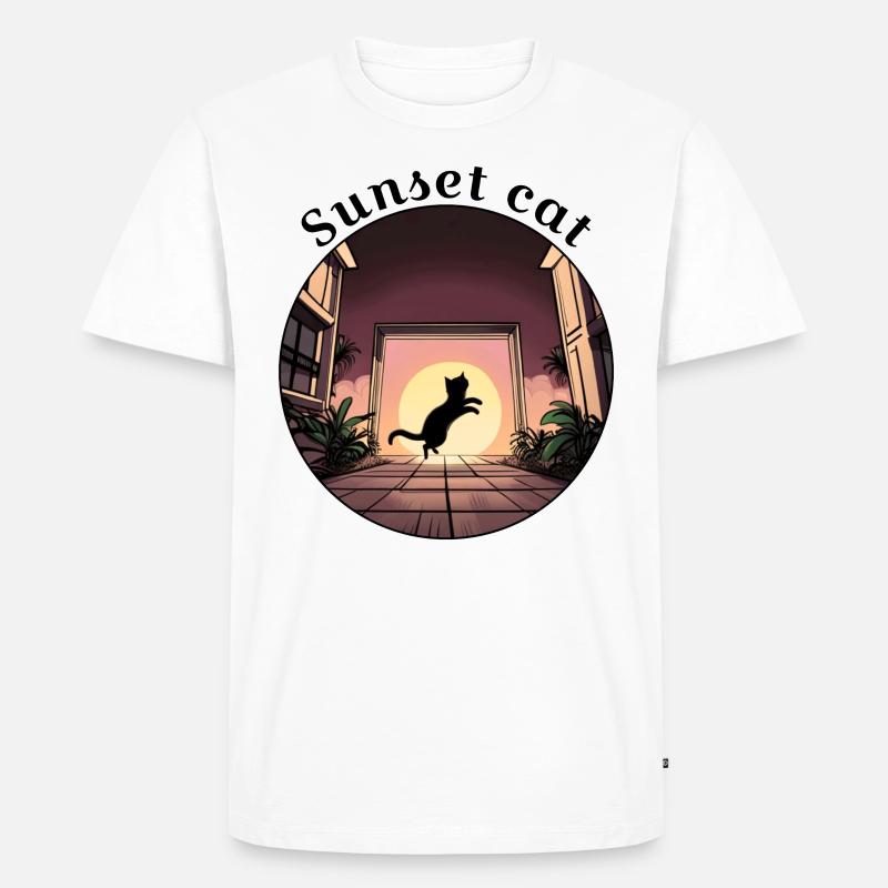Sunset cat 1 - Männer Premium Bio T-Shirt - Weiß