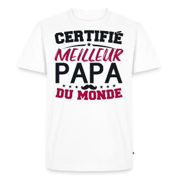 Certified Best Dad in the World - Men's Premium Organic T-Shirt - white - Front - Nico (187cm)