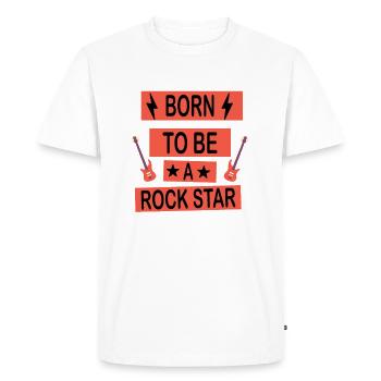 born to be a rock star - Men's Premium Organic T-Shirt - white - Front - Nico (187cm)