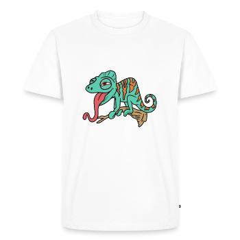 cooles chameleon - T-shirt Premium bio Homme - blanc - Devant - Nico (187cm)