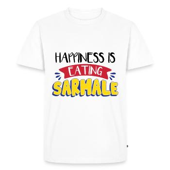 Le bonheur, c’est de manger Sarmale - T-shirt Premium bio Homme - blanc - Devant - Nico (187cm)