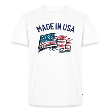Made in USA États-Unis États-Unis drapeau américain - T-shirt Premium bio Homme - blanc - Devant - Nico (187cm)