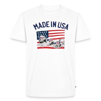 Made in USA États-Unis États-Unis drapeau américain - T-shirt Premium bio Homme - blanc - Devant - Nico (187cm)
