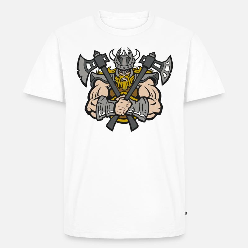 Wikinger mit Axt - Männer Premium Bio T-Shirt - Weiß