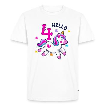 Hello Four Unicorn, fourth birthday, Magical - Men's Premium Organic T-Shirt - white - Front - Nico (187cm)