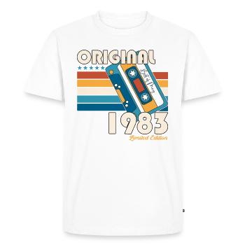 40 Birthday Man Woman Cassette Mai 1983 - T-shirt Premium bio Homme - blanc - Devant - Nico (187cm)