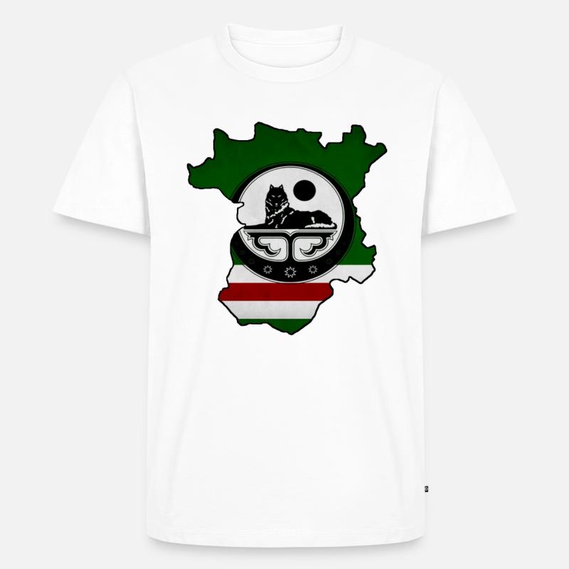 Chechnya Map, Chechen Flag - Männer Premium Bio T-Shirt - Weiß