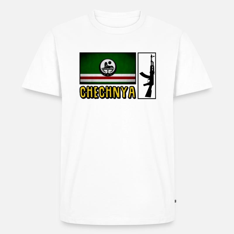 Chechnya Flagge Chechen Soldier - Männer Premium Bio T-Shirt - Weiß