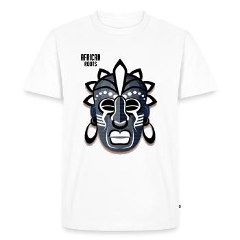Masque africain, j'ai des racines africaines, Afrique - T-shirt Premium bio Homme - blanc - Devant - Nico (187cm)