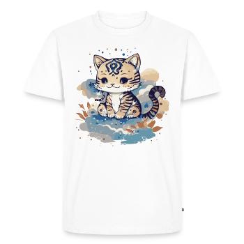 Petit bébé chat sur les nuages. - T-shirt Premium bio Homme - blanc - Devant - Nico (187cm)