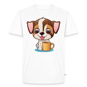 Un must pour tout amoureux des chiens: le bonheur avec un chien - T-shirt Premium bio Homme - blanc - Devant - Nico (187cm)