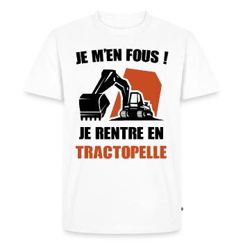 Cadeau marrant | je m'en fous | tractopelle - T-shirt Premium bio Homme - blanc - Devant - Nico (187cm)