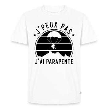 J'peux Pas j'ai Parapente, Cadeau Parapentiste - T-shirt Premium bio Homme - blanc - Devant - Nico (187cm)