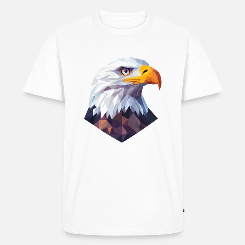 Conception du logo Low Poly de la tête d’aigle - T-shirt Premium bio Homme - blanc