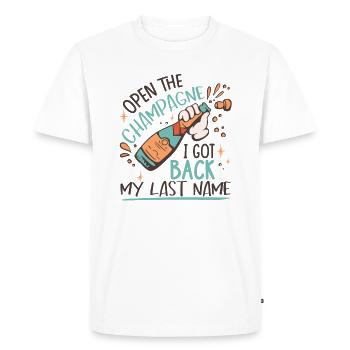 I Got Back My Last Name | Divorce Party - Men's Premium Organic T-Shirt - white - Front - Nico (187cm)