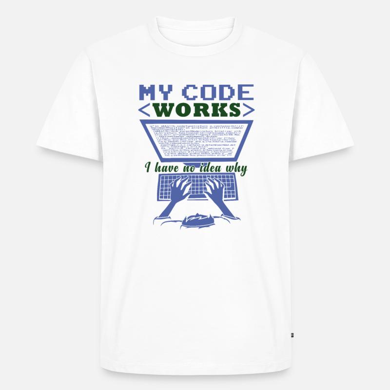 Funny Code Joke Coding - Men's Premium Organic T-Shirt - white