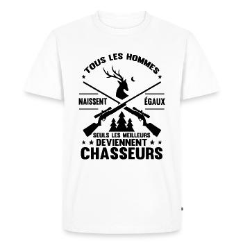 Chasseur Homme Humour Chasse - T-shirt Premium bio Homme - blanc - Devant - Nico (187cm)