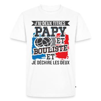 Papy Et Bouliste Humour Homme Boccia - T-shirt Premium bio Homme - blanc - Devant - Nico (187cm)