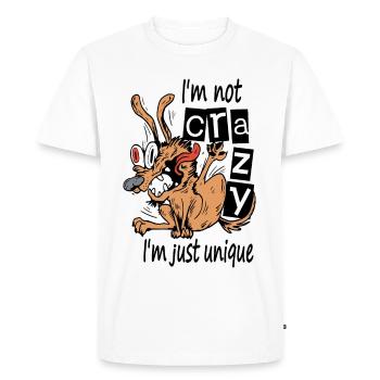 I'm not crazy I'm just unique, Weird Dog - Men's Premium Organic T-Shirt - white - Front - Nico (187cm)