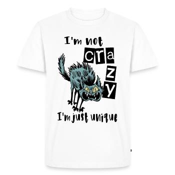 I'm not crazy I'm just unique, Weird Cat - Men's Premium Organic T-Shirt - white - Front - Nico (187cm)