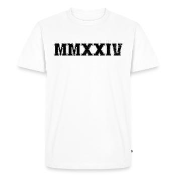Promotion 2024 MMXXIV Senior Graduation Senior Senior 20 - T-shirt Premium bio Homme - blanc - Devant - Nico (187cm)